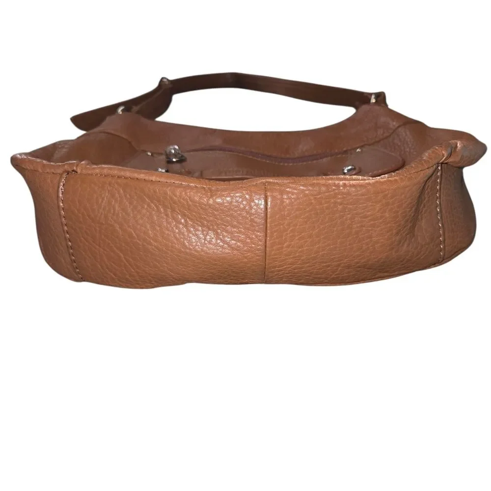 Stone Moutain Brown Pebble Leather Shoulder Bag Purse